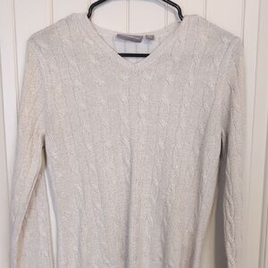 Croft & Barrow Women's Light Cream V-Neck Sweater